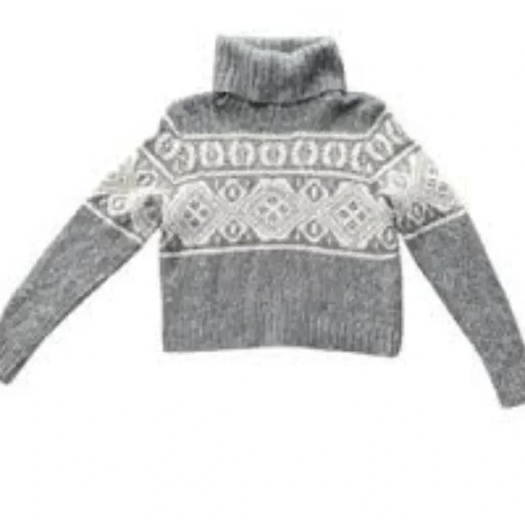 H&M pattern turtleneck pullover knit wool blend sweater gray size Medium - Picture 1 of 5